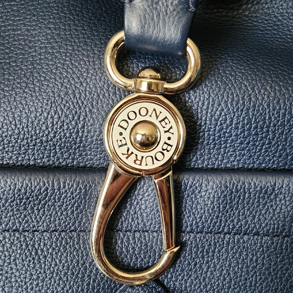 Large Dooney & Bourke Navy Blue Leather Shoulder Bag - Picture 2 of 16